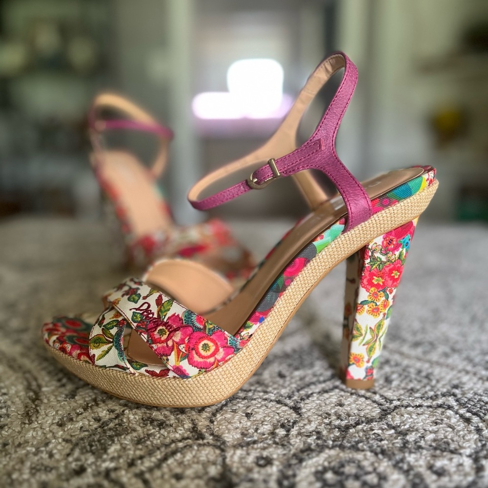 DESIGUAL Floral Rafia Summer Heels Sandals size 41 / 10US